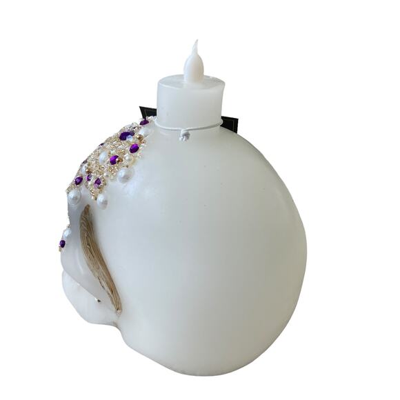 Christian Siriano Jeweled Skull LED Wax Candle Spooky Halloween Glam Decor New - Picture 9 of 14